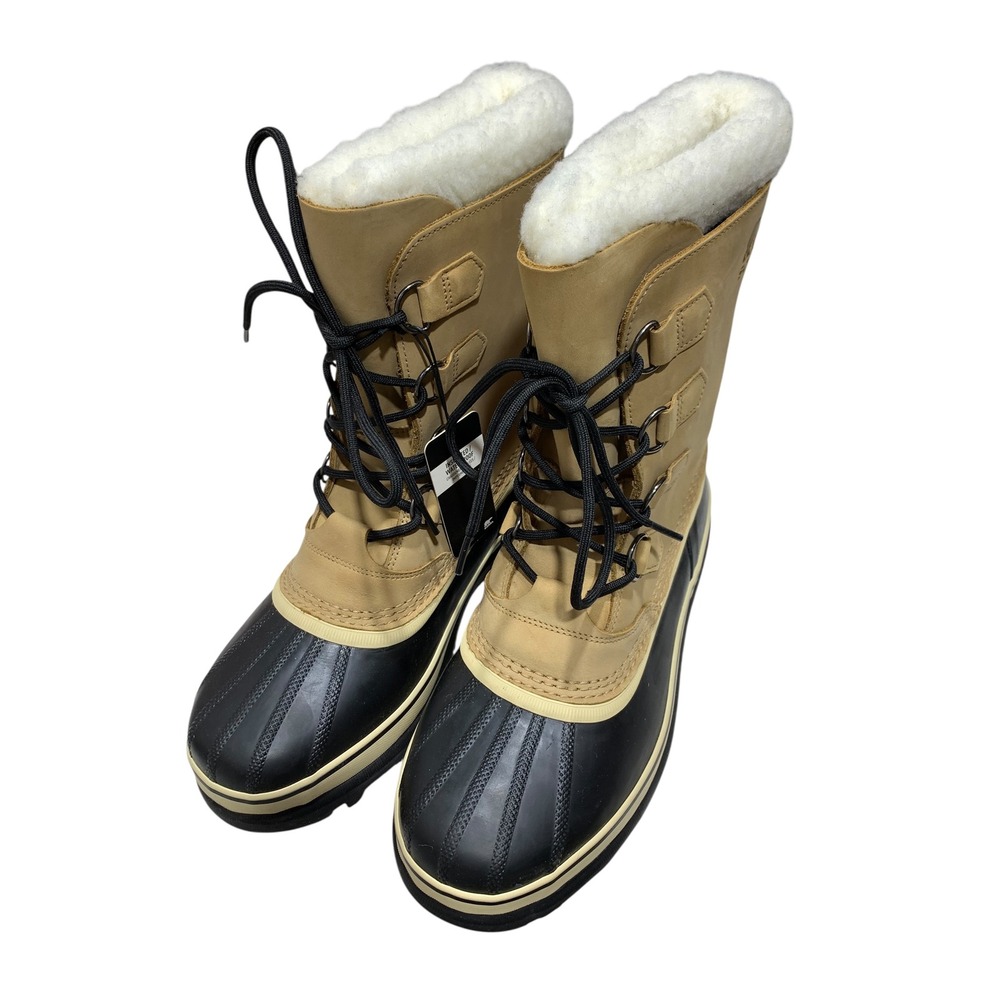 Sorel Caribou Mens Waterproof Winter Snow Boots Buff Black NM1000-281 Size 11